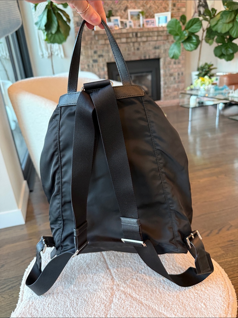 Prada Tessuto Nylon Backpack Black Backpack with Top Handle EUC - Picture 4 of 17